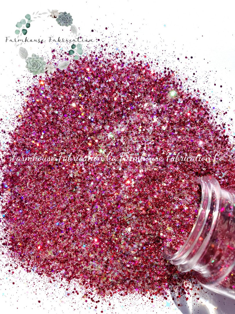 "Lets Flamingle" Polyester Glitter / Tumbler Glitter / Four Point Stars / Pink Glitter