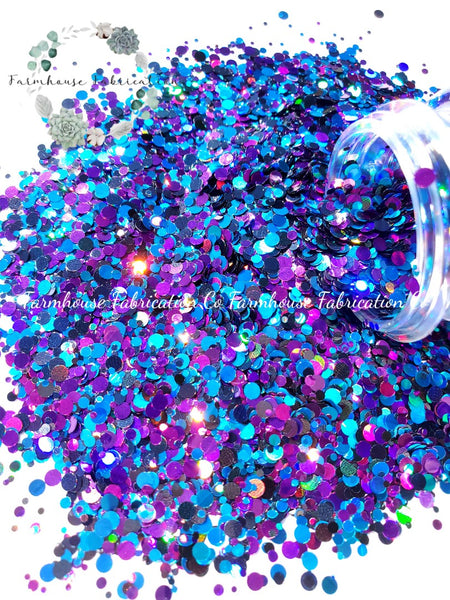 "Black Light Party" / Dot Polyester Glitter / Blue Glitter / Chunky Glitter / Tumbler Glitter