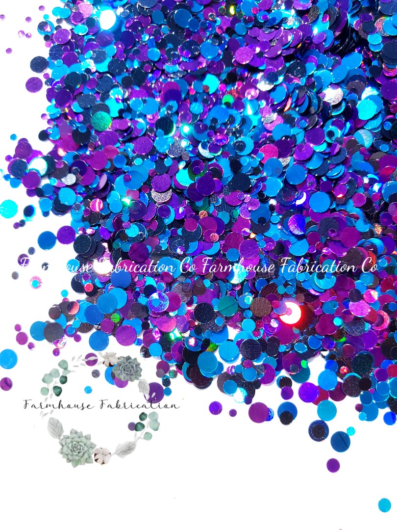 "Black Light Party" / Dot Polyester Glitter / Blue Glitter / Chunky Glitter / Tumbler Glitter